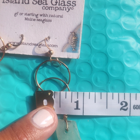 MAINE SEA GLASS EARRINGS GOLD FILLED THE SEA GLASS COMPANY CASCO BAY - Picture 6 of 7